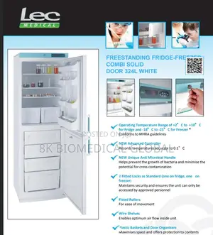 Uk Used Lec Medical Fridge Freezer Combi Solid Door 324l