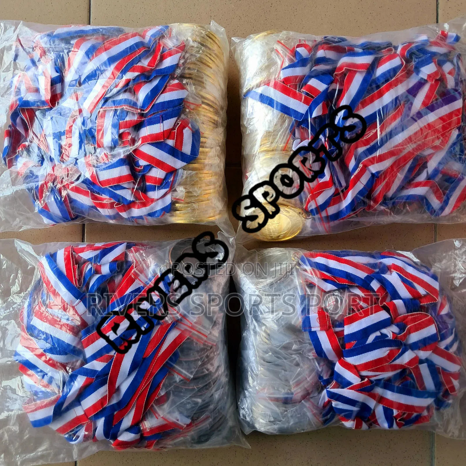 Metal Award Medals With Neck Ribbon Gold Silver Bronze Style