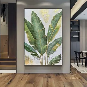Abstract Wall Green Leaves ,Comes in Acrylic Glass Framed