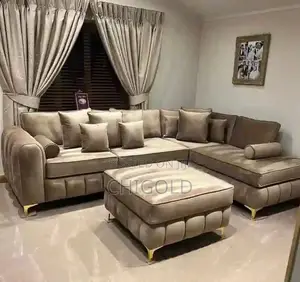 Cream L-Shape Sofas With Single