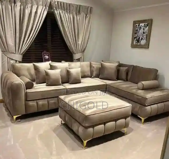 Cream L-Shape Sofas With Single