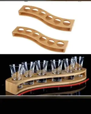 6pcs of Short Glass With Wooden Rock