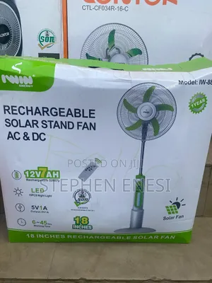 Standing Fan
Rechargeable,
Solar Charge, Remote Control