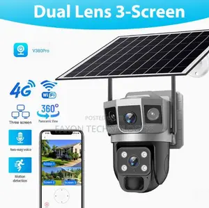 V380pro 4g or Wi-Fi Dual Lens Three View Solar Camera