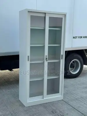 Full Height Bookshelf With Glass Door