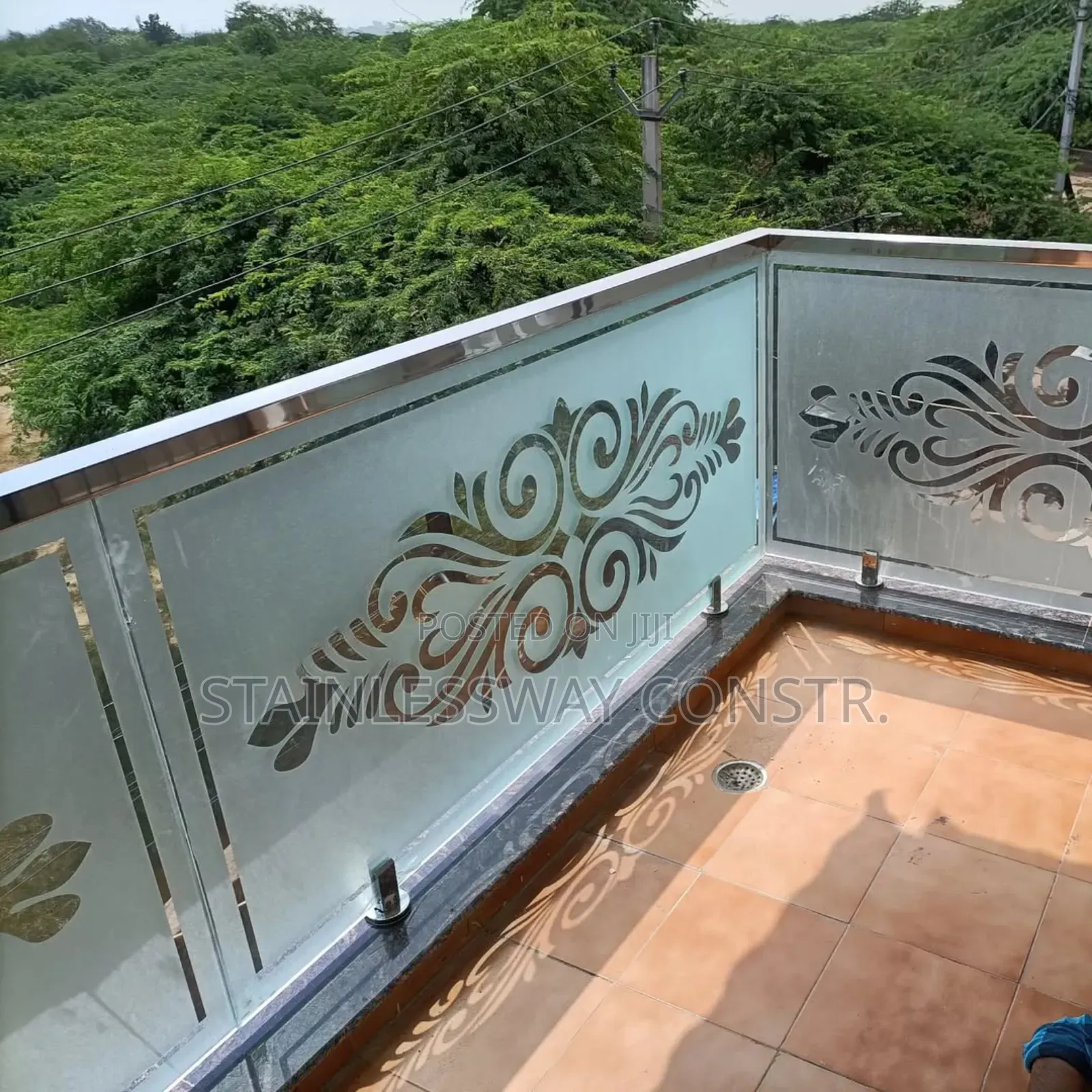 Glass With Intricate Flower Design