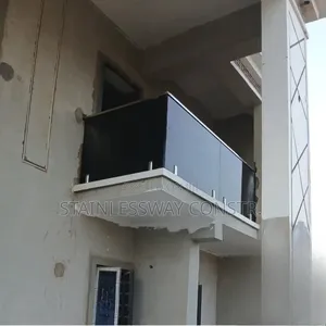 Dark Grey Glass Spigot Balcony Railing Home