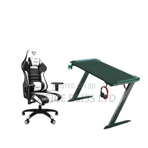 Furgle Gaming Chair ( Black White) Gaming Table With Rgb