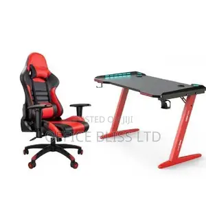 Z Shaped Gaming Table 55 Inches Length Gaming Chair
