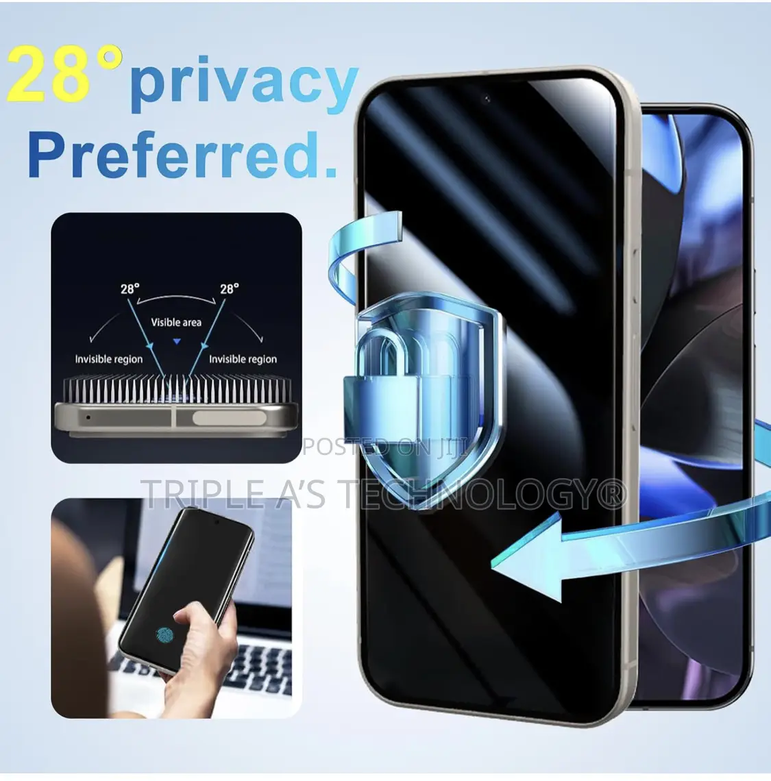 Pixel 9 Pro Privacy Screen Protector, 9h Hardness