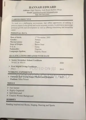 Housekeeping Cleaning CV