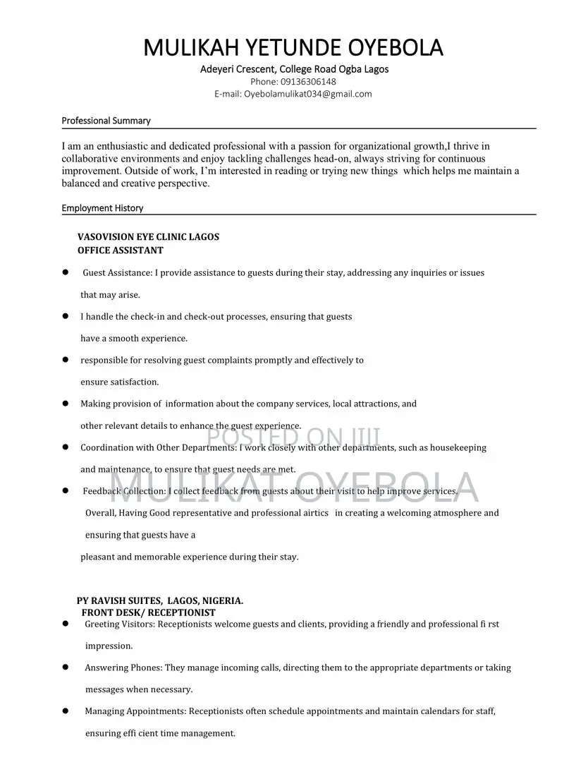 Female Admin/Office Assistant