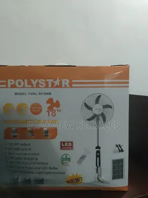 Polystar 18'' Solar Rechargeable Fan - Perfect for Home Of