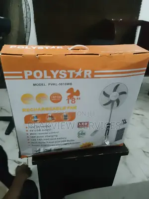 Solar Powered Energy Saving Polystar 18'' Rechargeable Fan