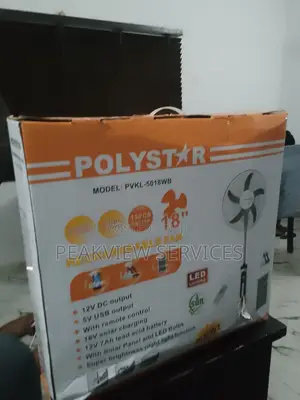 Polystar 18'' Solar Fan - Adjustible Height Powerful Airfl