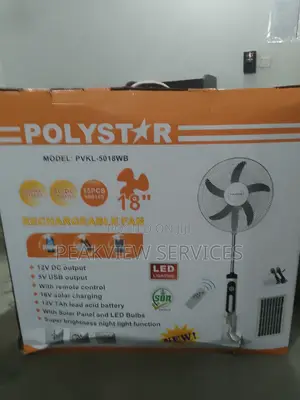 Remote Controlled Rechargeable Polystar 18'' Solar Fan