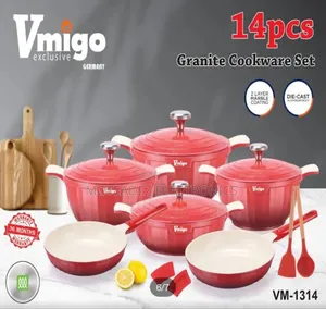 Vmigo 14pcs Quality Die Cast Nonstick Aluminium Cookware Set