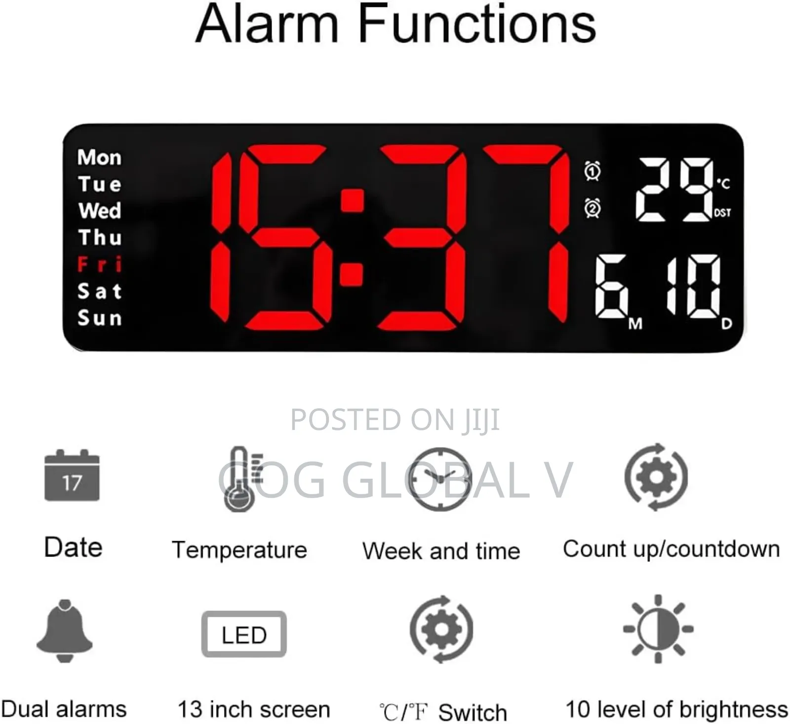 Led Clock With Countdown Timer, Calendar and Temperature