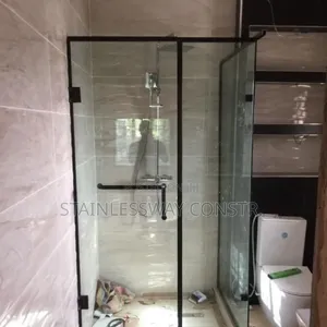 Shower Glass Cubicle With Dark Accessories