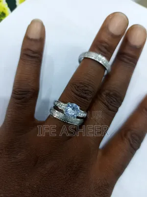 Photo - 3 in 1 Couple's Wedding Engagement Ring Z04 - Silver
