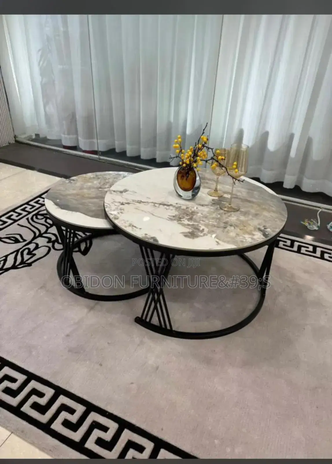 Portable Center Table With Marble Top