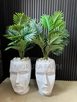 Face Pot With Small Plant