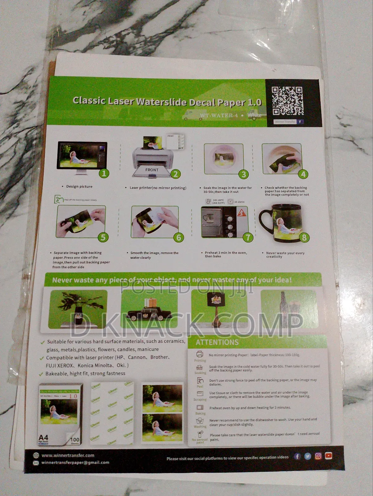 5 Sheets Professional Waterslide Decal Paper Classic Laser
