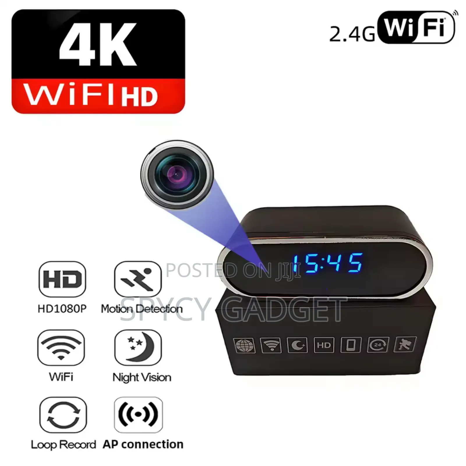 Mini Table Clock With Wifi Hidden Camera 1080p