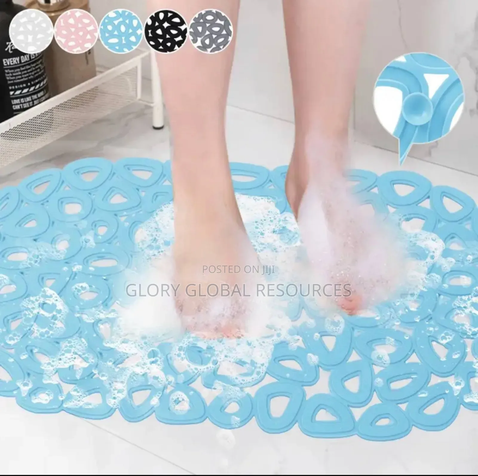 Non-Slip Elipses Hole Suctioned Silicone Bathroom Mat