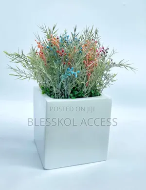 Vines Flower Potted With 20cm Square Fiberglass Pot White