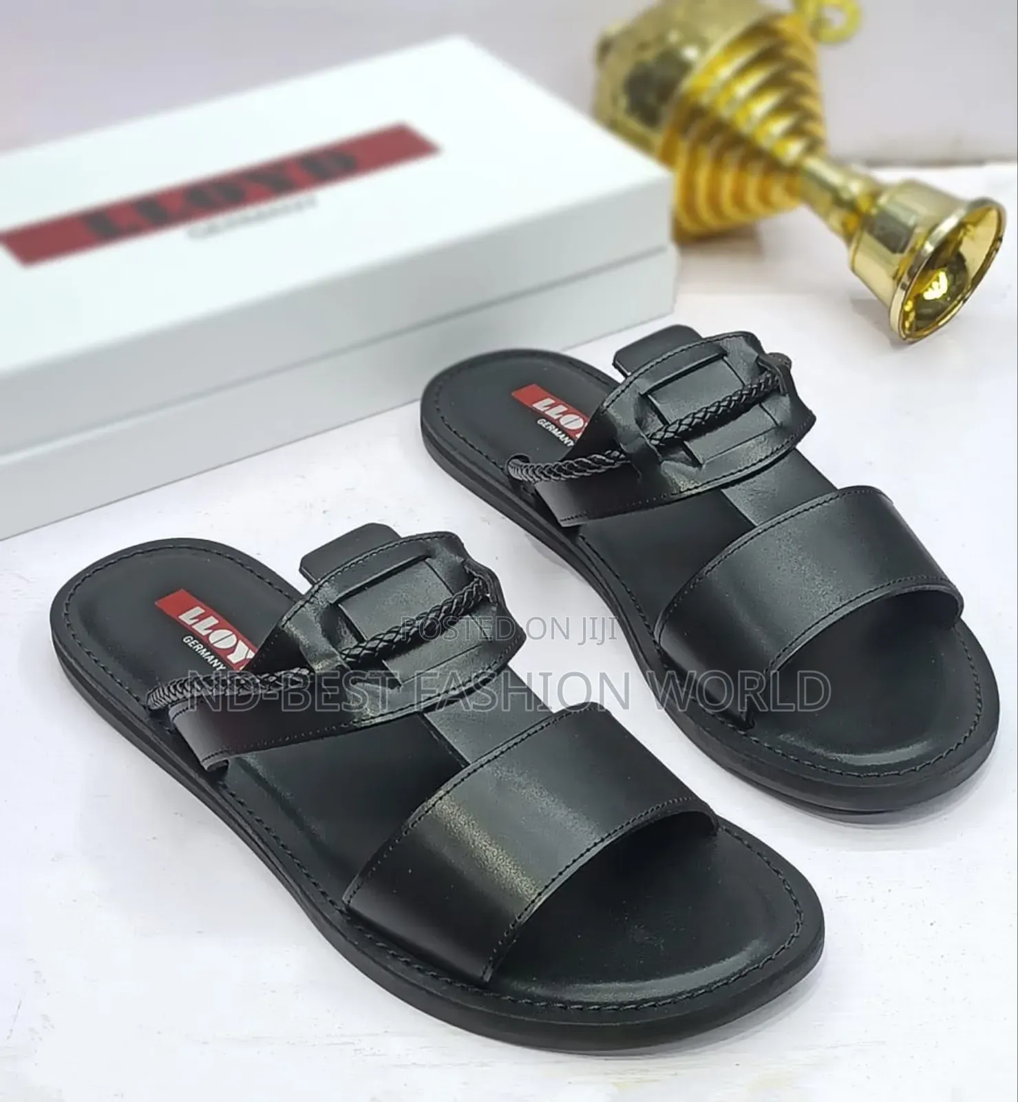 Pure Leather Black Slippers