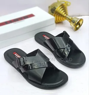 Black Leather Slippers