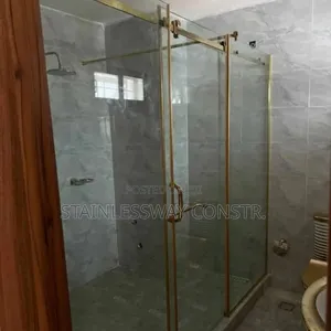 Shower Glass Cubicle With Gold Frame 