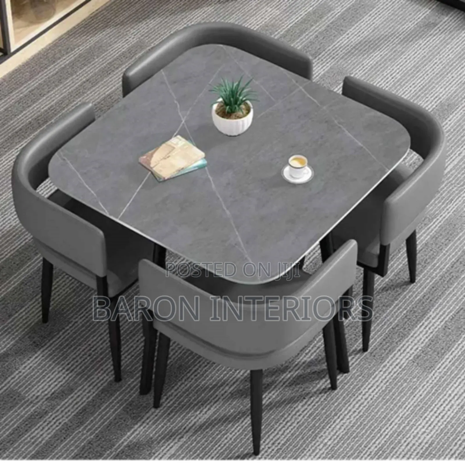 Modern Square Dining Table Set With 4 Chairs