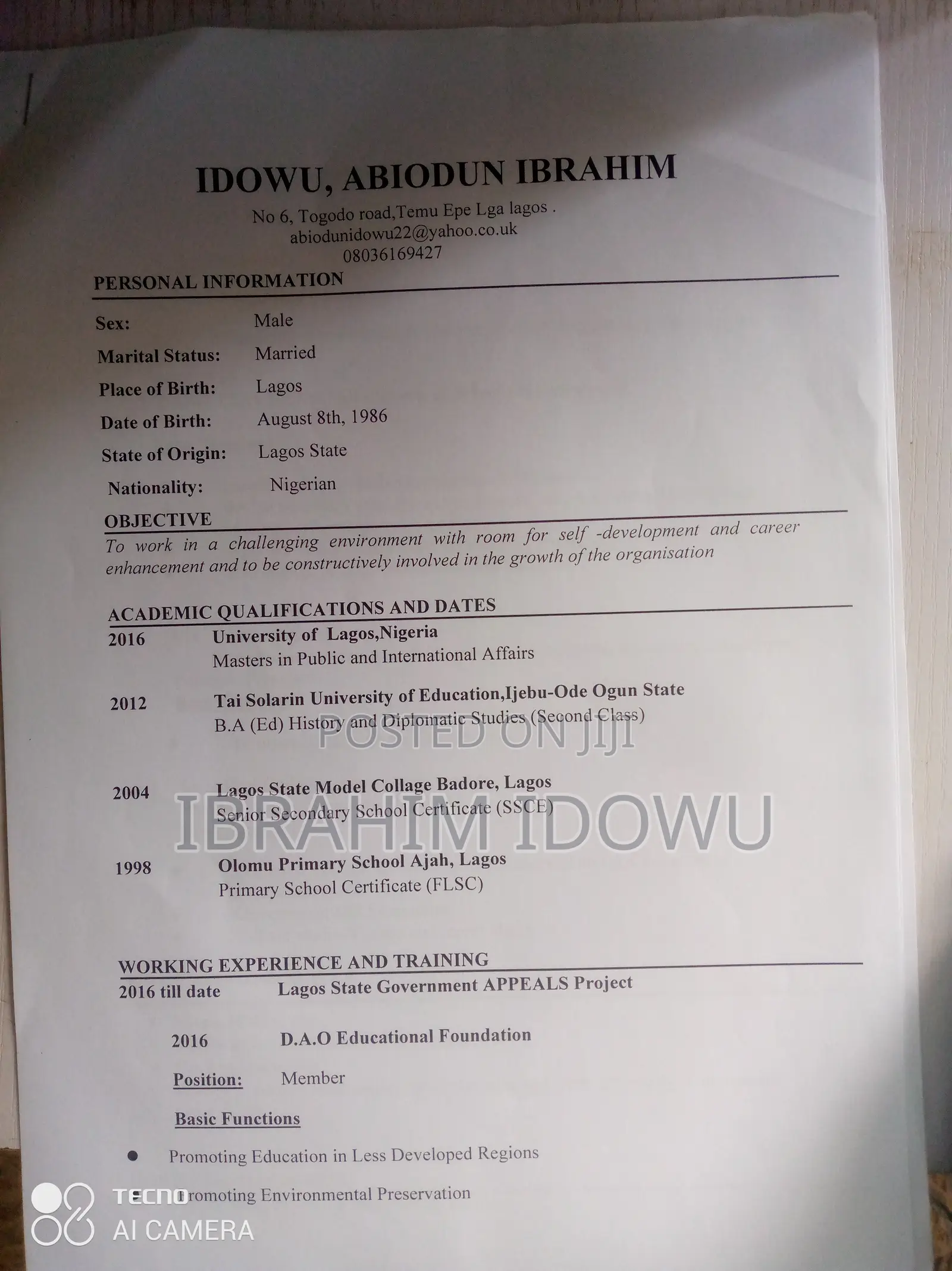 Mr Mutiu Adebayo Hammed