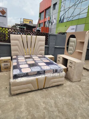 Padded 5by6 Bed Frame With Full Accessories.