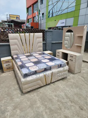 Cream Colour 5by6 Upholstery Bed Stand.