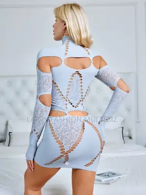 Highneck Cut Out Mesh Gown