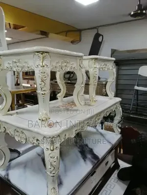 Portable Royal Center Table White With 2 Side Stool