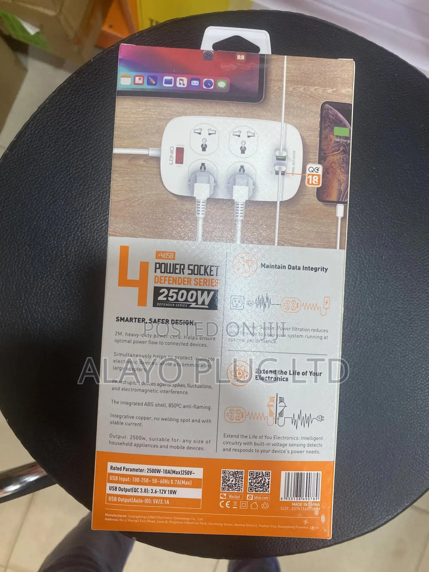 4 Power Socket+4usb 2500w