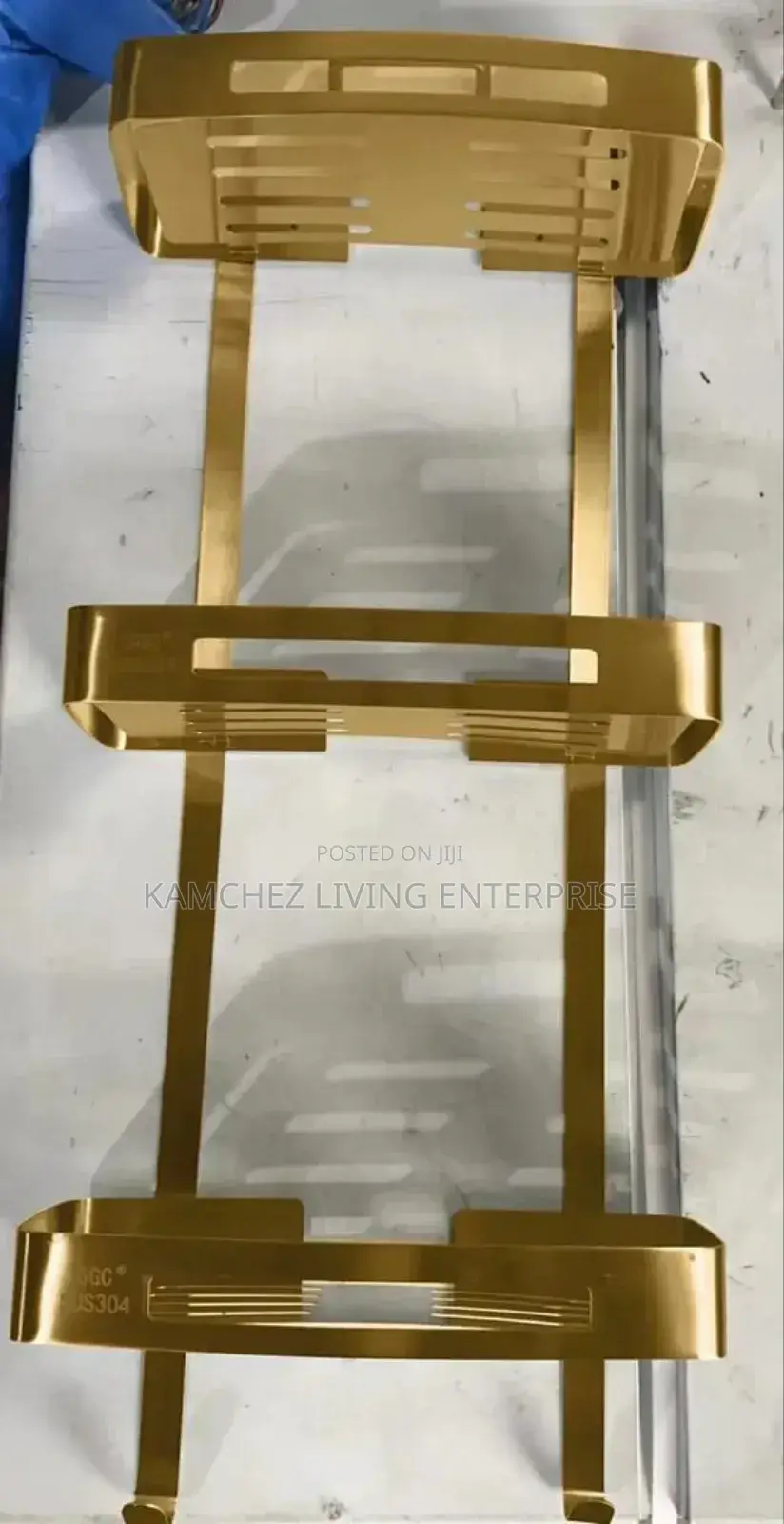 Gold 3-Tier Wall-Mounted Bathroom Shelf