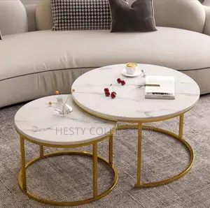 Nesting Nordic Fancy Round Faux Marble Centre Table