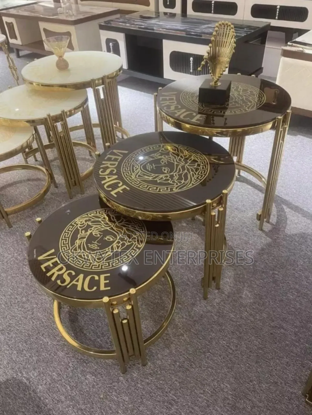 Italian Versace Quality Center Table With Side Stools