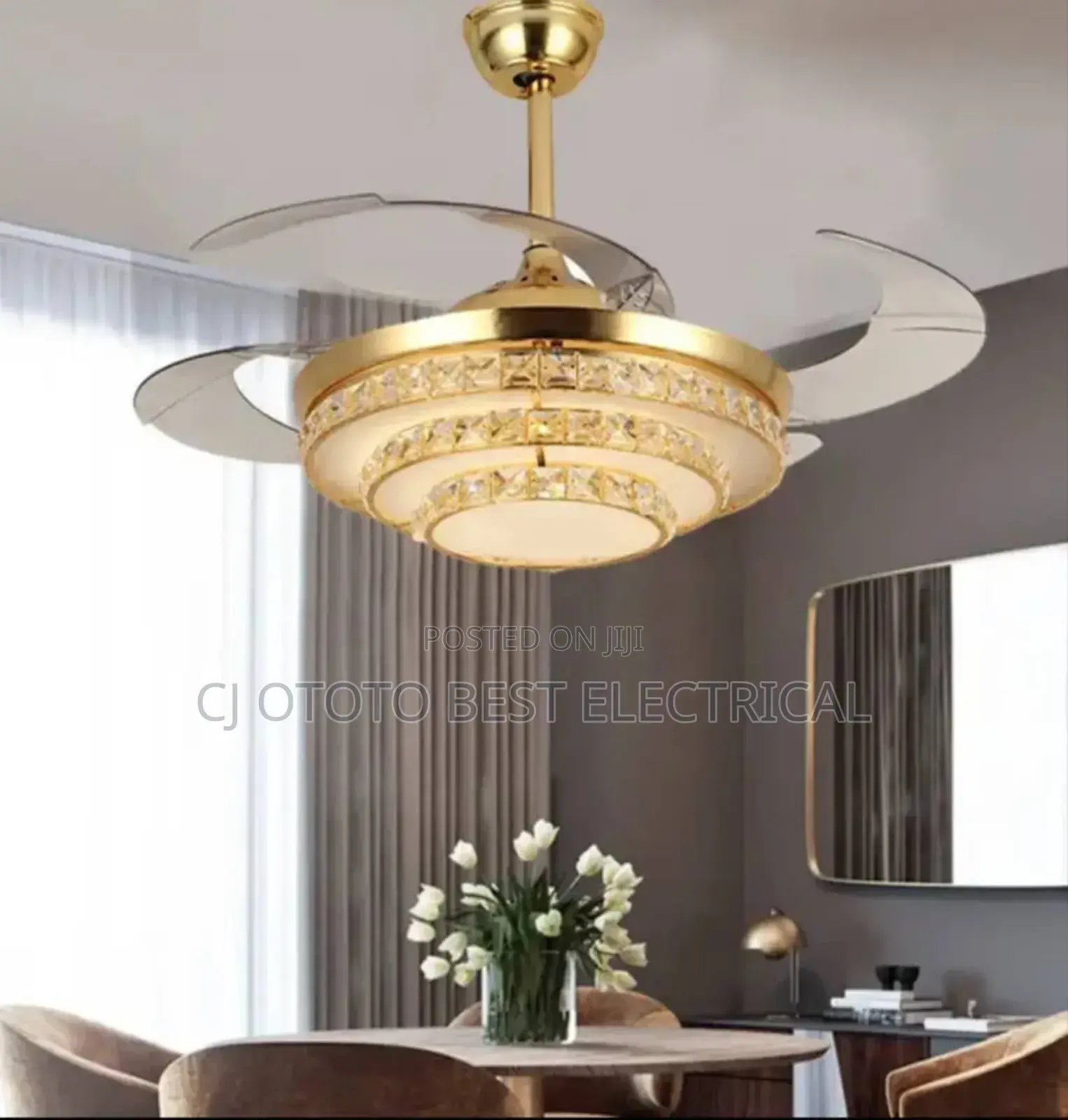Crystal Fan Chandelier Led Drop Light