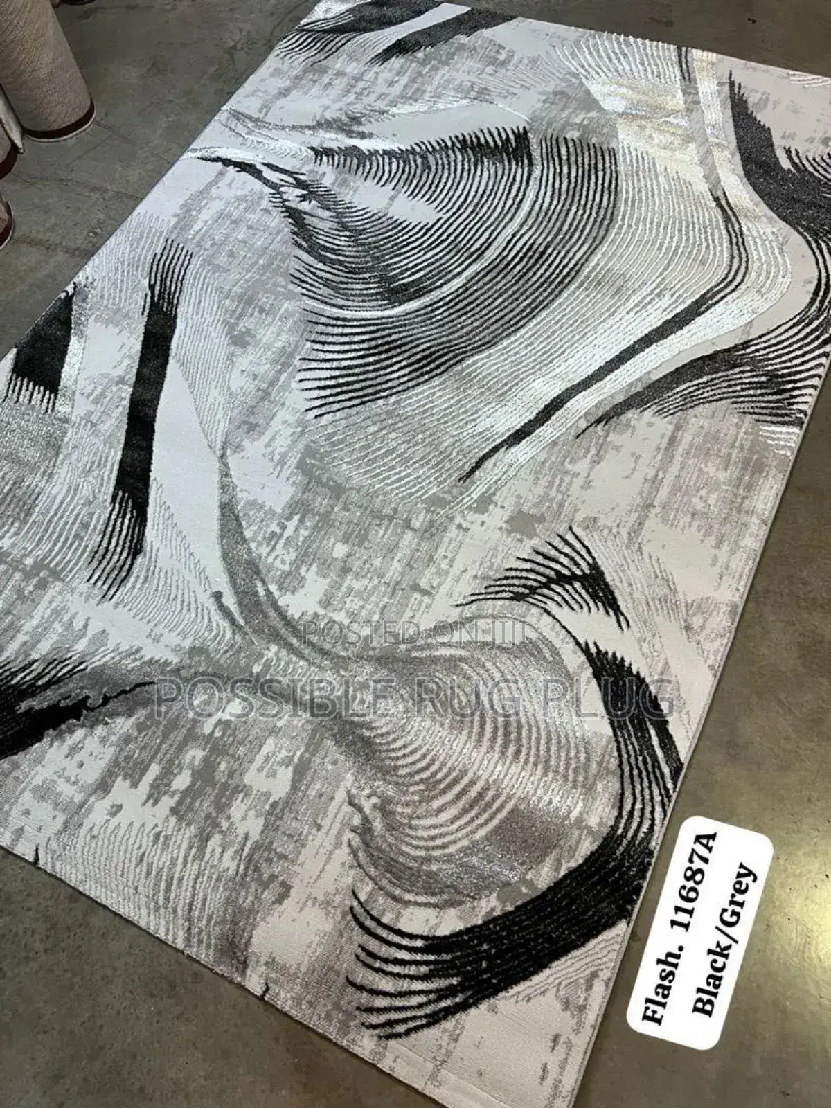 Black Gray Design Center Rug