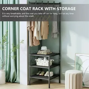 Multifunction Coat Rack Shoe Racks - 3 Levels - Black Hanger