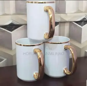 Sublimation White Mug With Gold Ring Mouth
