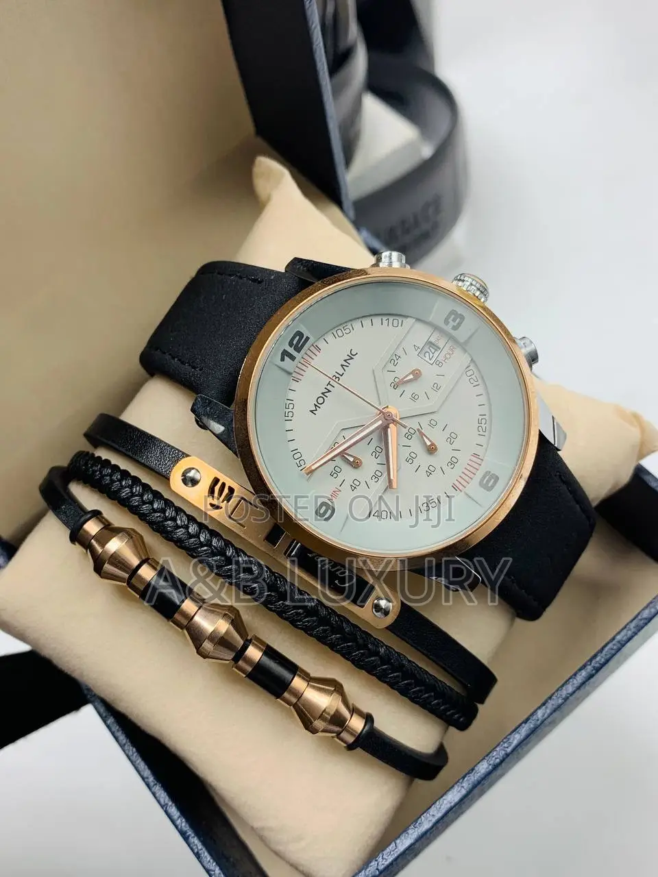 Mont Blanc Watch, Belt and Bracelet Combo