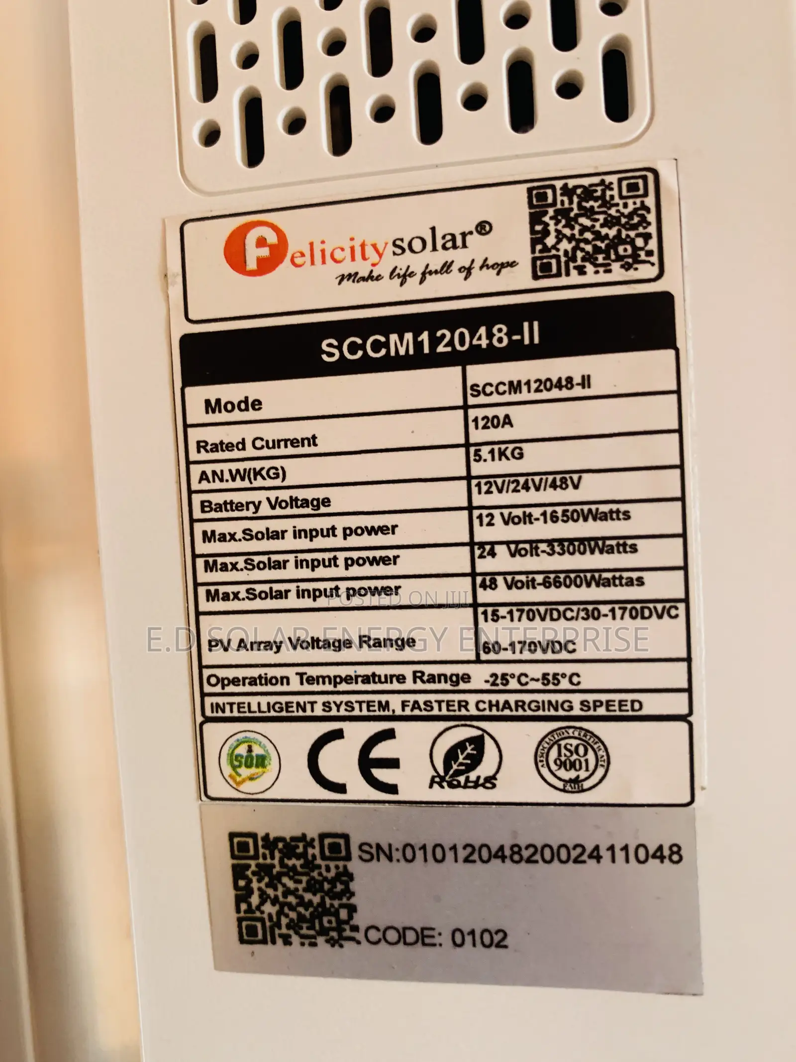 120ah MPPT Felicity Solar Charger Controller Is