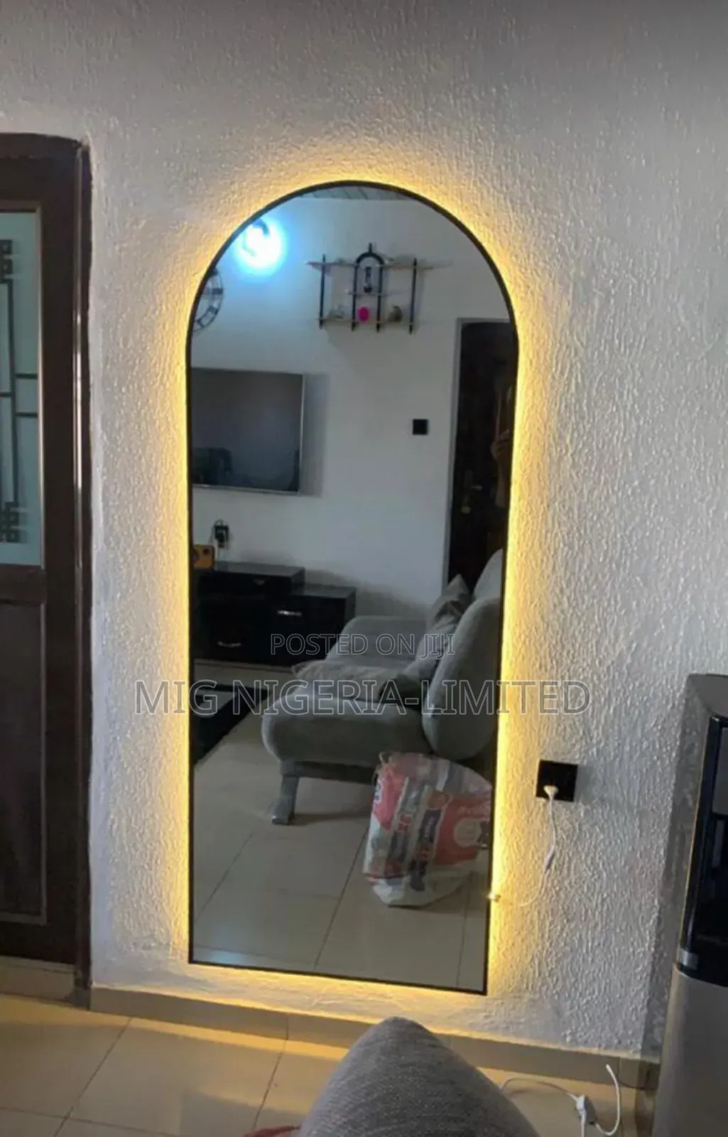 Wall Full Length Mirror With Red Shapless Form